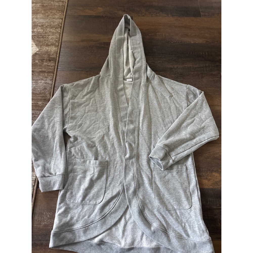 Gap Womens Gray Hooded Open Front Cardigan Sweatshirt Fleece Lined Size M